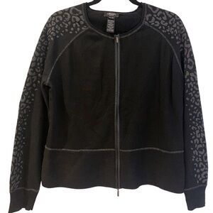Olsen Cheetah Print Zip Front Cardigan